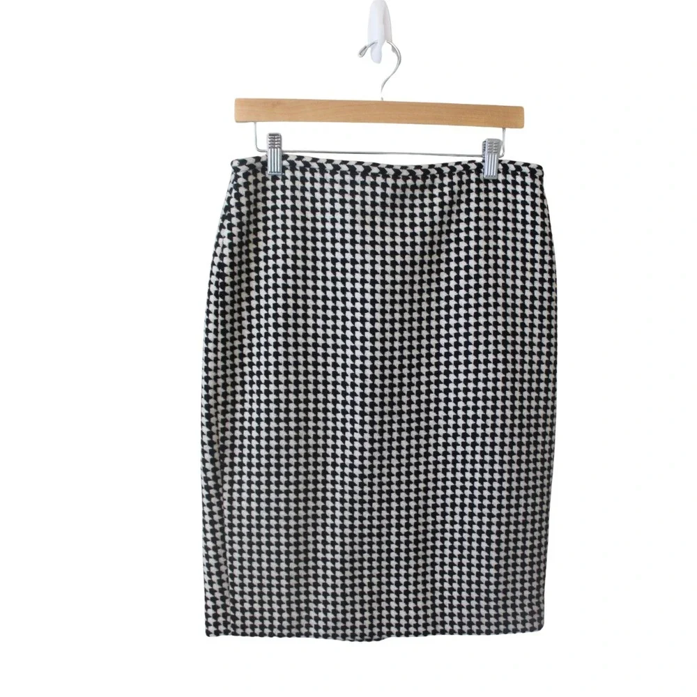 LOFT‎ Wool Houndstooth Pencil Skirt Sz 10